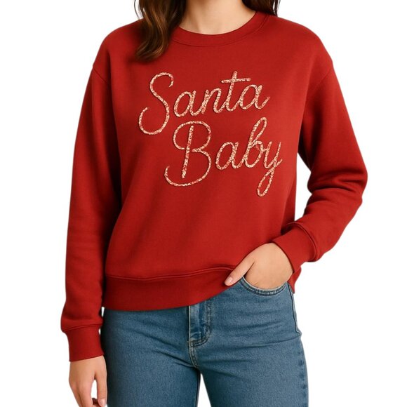 Philosophy Santa Baby Women's Red Ultra Soft Holiday Sweatshirt Size S NWT - Picture 1 of 14